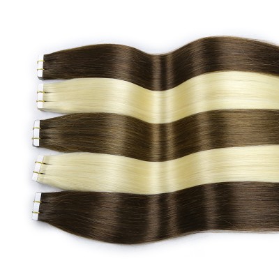 Luxury quality virgin remy human hair cuticle aligned tape in hair extensions in stock