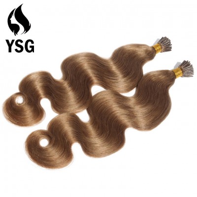 YSG 100% Human Malaysian Silk Body Wave Hair 100 g/pc Stick Hair Product I Tip remy Human Hair extensions