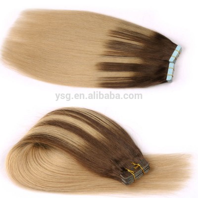 100% virgin tape hair extension mongolian russian virgin remy tape hair extensions